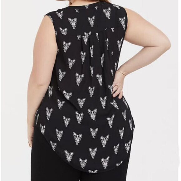 Torrid GEORGETTE Harper Size 3X BLOUSE Tunic Top DOG PRINT Pockets FLOWY Light - Picture 12 of 12